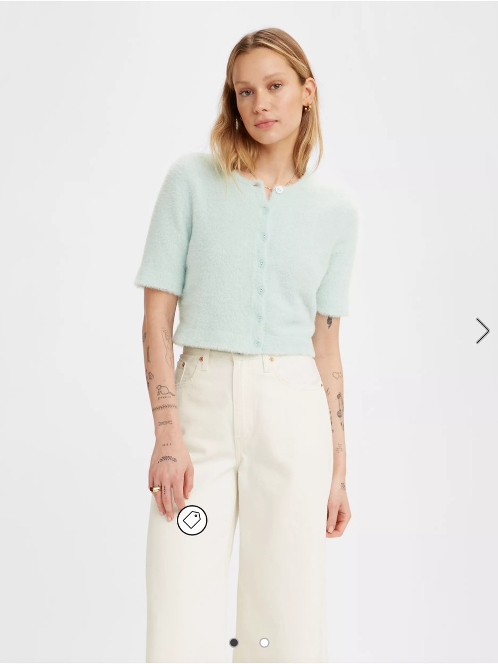 Levi's Light Mint Cropped Button Cardigan